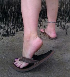 Used Trashed Rainbow Flip Flops Well Worn Down Footprint Sandals Worn