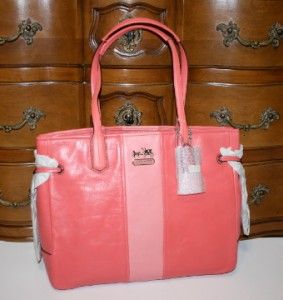 BNWT Coach 18962 Chelsea Leather Stripe Charlie Coral