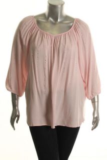 Karen Kane New Pink Embellished Blouson Sleeve Pullover Top Plus 3X