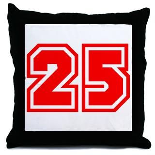 25 More Fun Stuff  Varsity Uniform Number 25 (Red) Throw Pillow