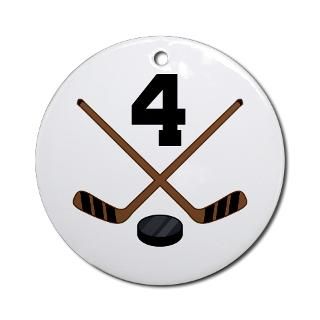 Hockey Player Number 4 Ornament (Round) for $12.50