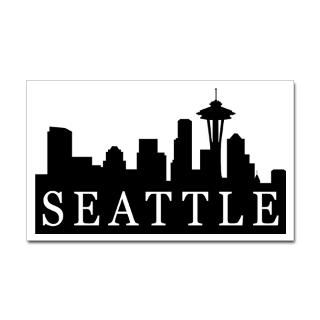 silhouetted skyline of the city of seattle $ 5 99 color white