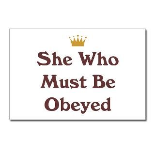 She Who Must Be Obeyed Postcards (Package of 8)  She Who Must Be