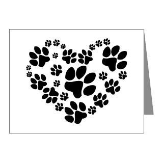 Animal Gifts  Animal Note Cards  Paws Heart Note Cards (Pk of 10)