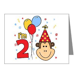 Note Cards  Monkey Face 2nd Birthday Invitations (Pk of 20