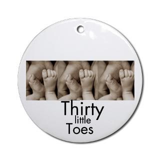 30 Tiny Toes Triplets Ornament (Round)