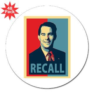 Scott Walker Recall 3 Lapel Sticker (48 pk) for $30.00