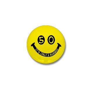 50 Gifts  50 Buttons  50th birthday smiley face Mini Button