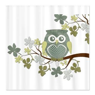 Green Owls Shower Curtains  Custom Themed Green Owls Bath Curtains