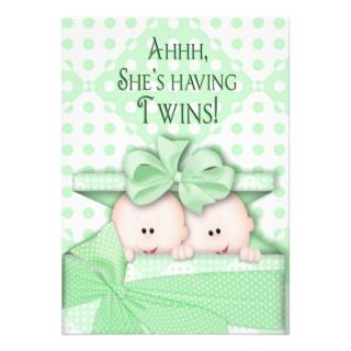 50 Blank Twin Baby Shower Invitations Boy & Girl Border