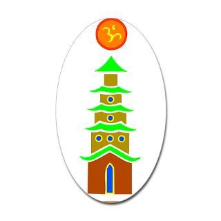 buddhism icon w temple oval sticker $ 4 75