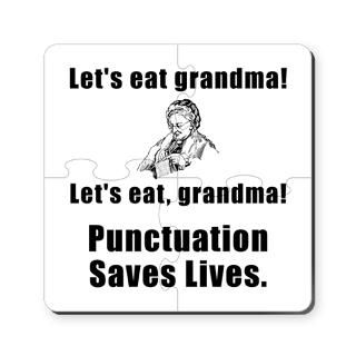 Punctuation Saves Lives Black.png Puzzle Coasters