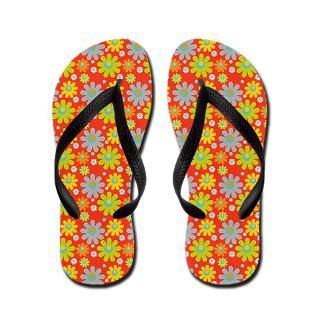 Abstract Gifts  Abstract Bathroom  Orange Flowers Flip Flops