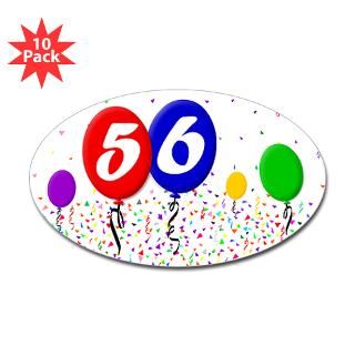 56th Birthday Sticker (Oval 10 pk)