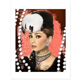 Hepburn Diamonds and Pearls   Invitations Flat Cards by RadioDaysCards