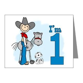 Note Cards  Stick Cowboy First Birthday Invitations (Pk of 20