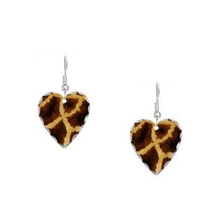 African Gifts  African Jewelry  Giraffe Skin Earring Heart Charm