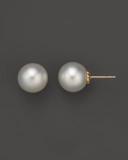 11mm Cultured South Sea Pearl Earrings In 18K White Gold