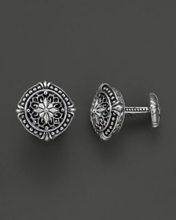 Scott Kay Mens Sterling Silver Filigree Round Cufflinks with Beaded