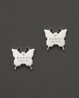Gucci Sterling Silver Butterfly Stud Earrings