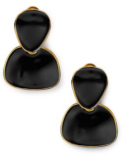 Kenneth Jay Lane Black Enamel Double Drop Earrings