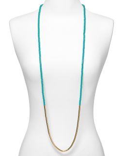 Michael Kors Long Bead Turquoise Necklace, 24