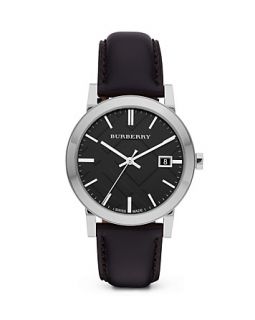 Burberry Black Leather Strap Watch, 38mm