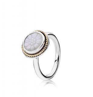 PANDORA Ring   Sterling Silver, 14K Gold & Mother of Pearl Daisy