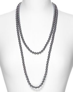 8mm Round Grey Man made Pearl Endless Necklace, 60