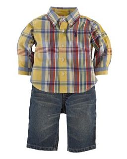 Ralph Lauren Childrenswear Infant Boys Plaid Shirt & Jean Set   Sizes