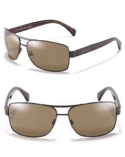 Giorgio Armani Metal Rectangle Wrap Sunglasses