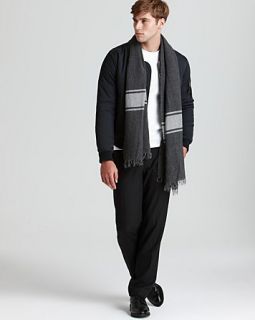 Vince Bomber Coat, Thermal Sweater, Engineer Stripe Scarf & Wool