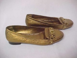 Authentic Coach Katrin Turnlock Gold Loafers Size 8 5M