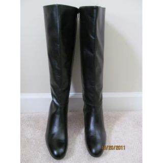 Womens Sz 9 B Eddie Bauer Black Leather heeled Wide Calf Dress Boots