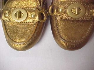 Authentic Coach Katrin Turnlock Gold Loafers Size 8 5M