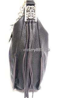 Kathy Van Zeeland Luxury Ziptop Slouchyhobobag w Tassel Details Black