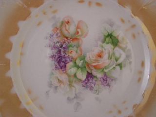 Vintage Luster Peach Rose Floral Cabinet Plate