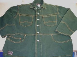 Lucky Brand Green Dungarees Jean Jacket Denim Size L Vintage