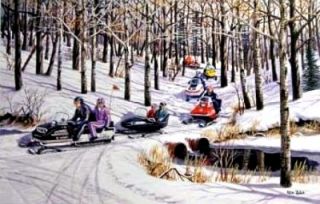 Ken Zylla Rush Creek Trail SN Snowmobile Print 28 x 18 Plus Borders