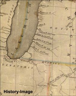 1812 Large Historical Map Great Lakes Canada USA