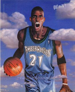 Basketball Kevin Garnett 2002 got Milk Ad NBA Minnesota Timberwolves