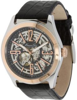 Mens Kenneth Cole KC1792 Automatic Skeleton Rose Gold Watch