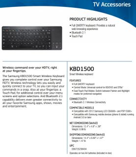 Samsung New Smart Wireless Keyboard VG KBD1500 Bluetooth TV