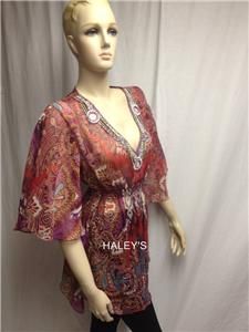 New Solitaire by Ravi Khosla Size Small Pink Sheer Paisley Blouse