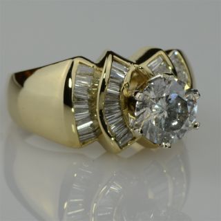 Beautiful Two Carat Natural Diamond Ring Solid 14kt White and Yellow