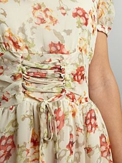 Cutie Floral corset waist dress Cream   