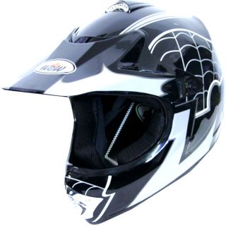 Youth Kids Motocross MX BMX Bike Helmet Spider Black Goggle Glove