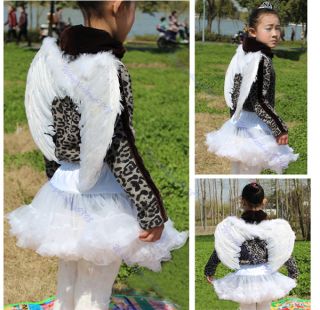 Kids Girls White Feather Fairy Angel Wings Christmas Halloween Party