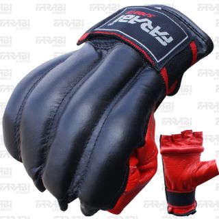 Leather Punch Bag Mitt Kick Boxing Sparing Gloves
