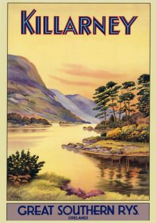KILLARNEY Ireland FINE Irish Vintage Travel Poster Reproduction FREE S
